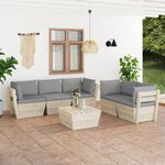 vidaXL Salon de jardin palette 6 Pièces avec coussins bois d'épicéa