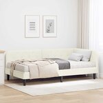 vidaXL Cadre de lit d'angle avec matelas Crème 90 x 190 cm Velours