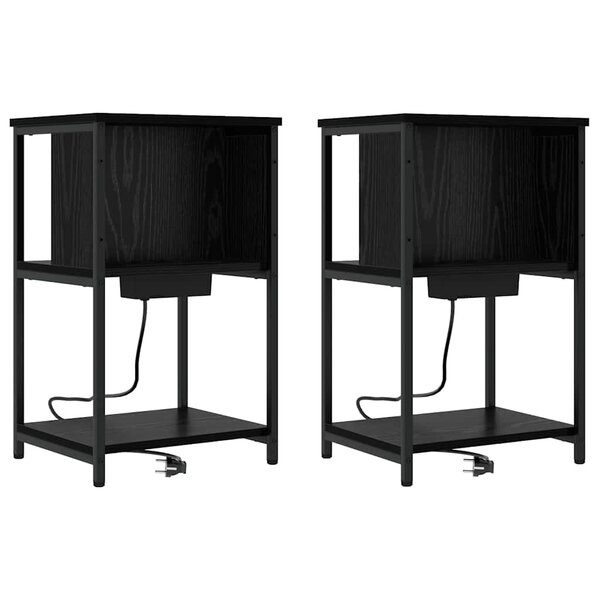 vidaXL Cabinet de chevet 2 Pièces Chêne noir 38 x 31 x 61 cm
