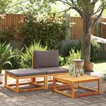 vidaXL Salon de jardin avec coussins 3 Pièces bois massif d'acacia