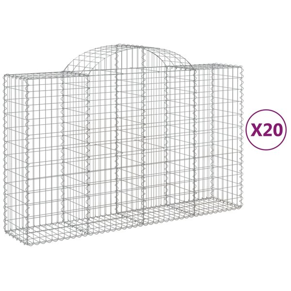 vidaXL Paniers à gabions arqués 20 Pièces 200x50x120/140 cm Fer galvanisé