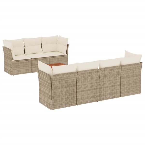 vidaXL Salon de jardin avec coussins 8 Pièces beige résine tressée