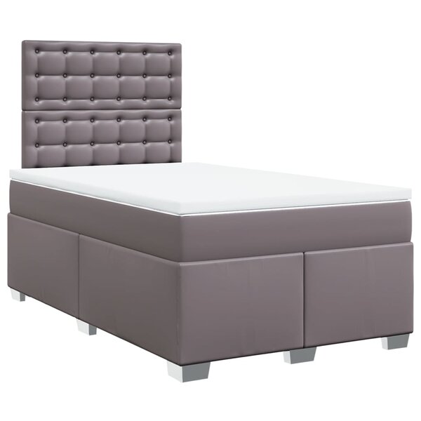 vidaXL Sommier à lattes de lit avec matelas Gris 120x200 cm Similicuir