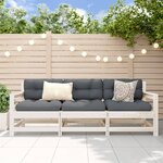 vidaXL Salon de jardin 3 Pièces blanc bois massif de pin