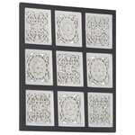 vidaXL Panneau mural sculpté à la main MDF 60x60x1 5 cm Noir et blanc