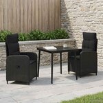 vidaXL Ensemble de Tables Basses avec coussin avec oreiller 3 Pièces Noir