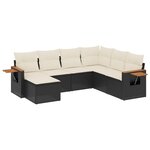 vidaXL Salon de jardin 7 Pièces avec coussins noir résine tressée