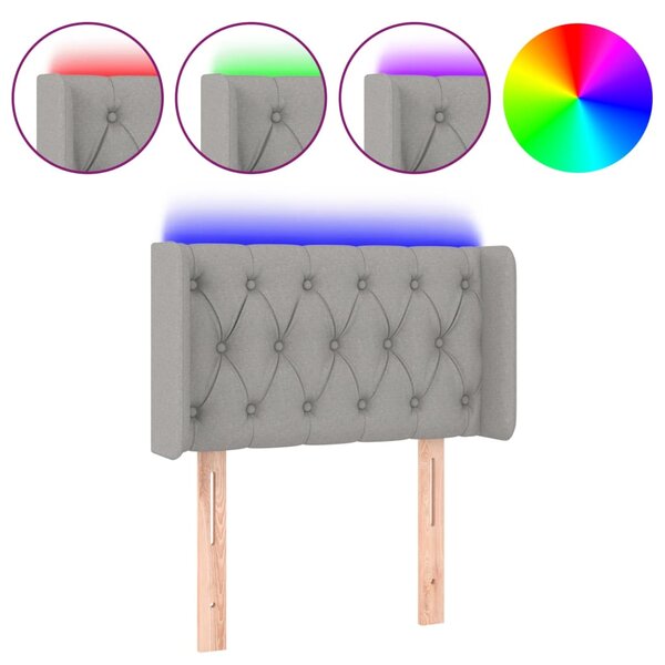 vidaXL Tête de lit à LED Gris clair 83x16x78/88 cm Tissu