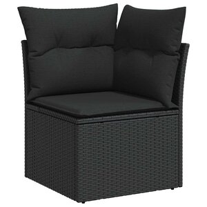 vidaXL Ensemble de canapé de jardin avec coussin 9 Pièces Noir Poly rotin