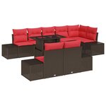 vidaXL Ensemble de canapé de jardin 9 Pièces Marron Poly rotin