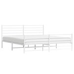 vidaXL Cadre de lit métal sans matelas et pied de lit blanc 193x203 cm