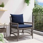 vidaXL Chaise de jardin avec coussin Gris 73 x 61 x 77 cm polyrotin