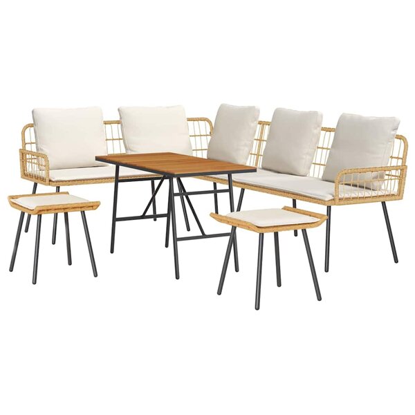 vidaXL Ensemble de canapé de jardin 4 Pièces Naturel polyrotin