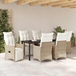 vidaXL Ensemble de salle à manger pour jardin 7 Pièces Beige Poly rotin
