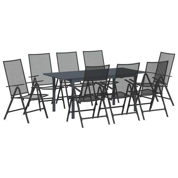 vidaXL Ensemble de salle à manger pour jardin 9 Pièces Anthracite Acier