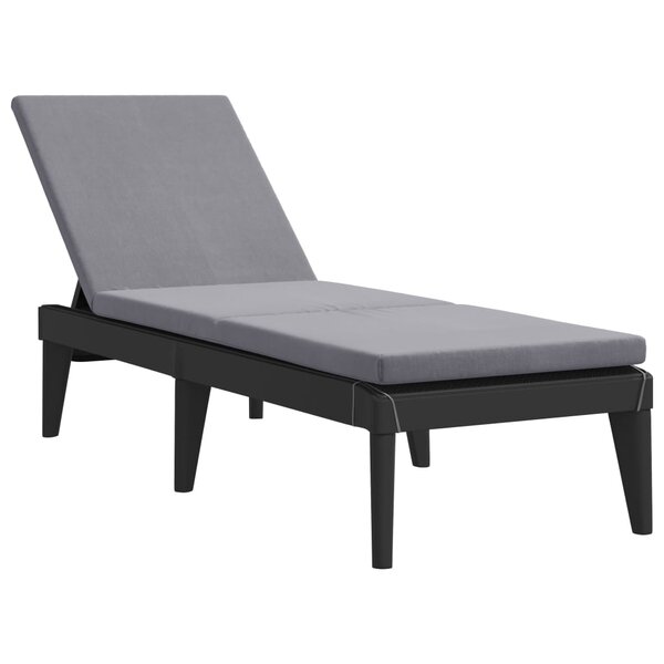vidaXL Chaise longue avec coussin anthracite 186x60x29 cm PP