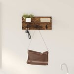 vidaXL Porte-manteau mural avec étagère Chêne fumé 40 x 10.5 x 18 cm