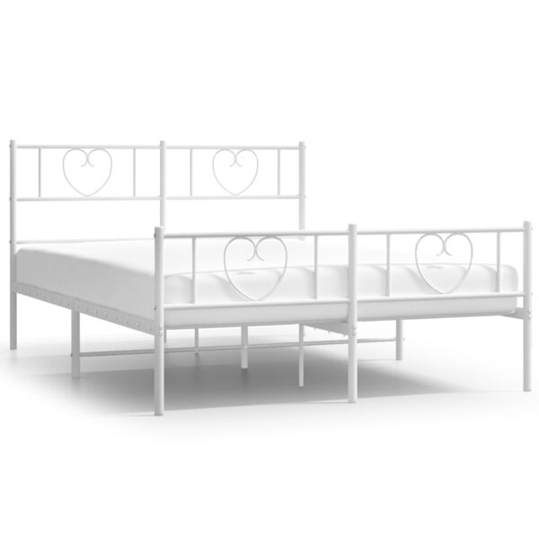 vidaXL Cadre de lit métal avec tête de lit/pied de lit blanc 135x190cm