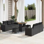 vidaXL Ensemble de canapé de jardin 9 Pièces Noir 90 x 55 x 71 cm