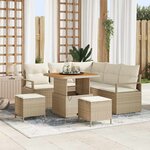 vidaXL Ensemble de canapé de jardin 8 Pièces Beige Poly rotin