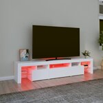 vidaXL Meuble TV avec lumières LED Blanc 200x36 5x40 cm