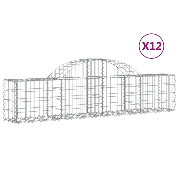 vidaXL Paniers à gabions arqués 12 Pièces 200x30x40/60 cm Fer galvanisé