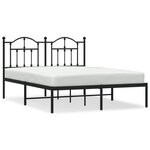 vidaXL Cadre de lit métal sans matelas avec tête de lit noir 140x200cm