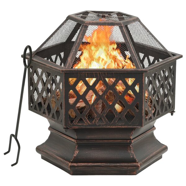 vidaXL Foyer rustique avec tisonnier 62x54x56 cm XXL acier