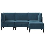 vidaXL Ensemble de meubles pour le salon 4 Pièces Bleu Velours