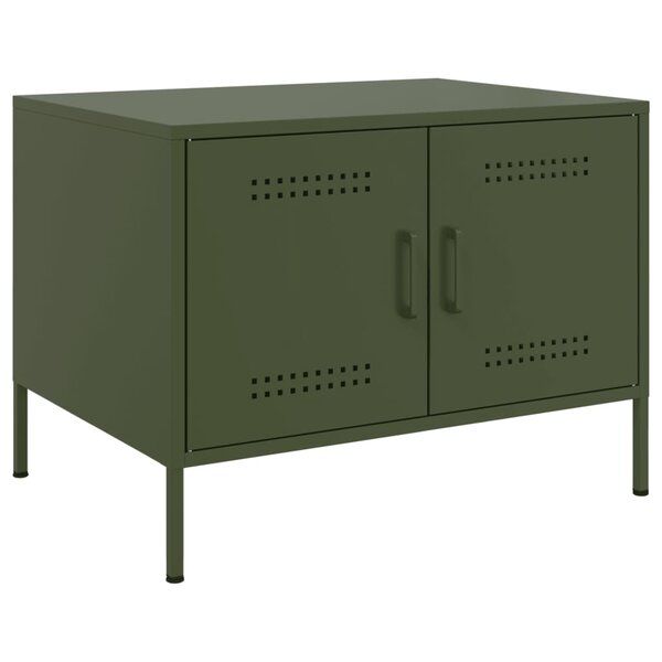 vidaXL Table basse vert olive 68x50x50 5 cm acier laminé à froid