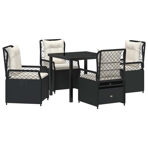 vidaXL Ensemble de salle à manger pour jardin 5 Pièces Noir polyrotin