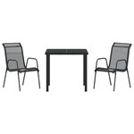 vidaXL Set de jardin 3 pièces Noir Textilène et Acier