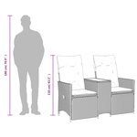 vidaXL Canapé de jardin inclinable 2 places avec table beige rotin
