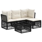 vidaXL Ensemble de canapé de jardin 5 Pièces Noir polyrotin