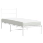 vidaXL Cadre de lit métal sans matelas avec tête de lit blanc 75x190cm