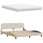 vidaXL Lit avec matelas crème 160x200 cm tissu