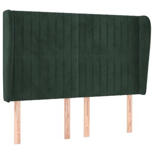 vidaXL Tête de lit avec oreilles Vert foncé 147x23x118/128 cm Velours