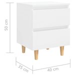 vidaXL Tables de chevet pieds en pin 2 Pièces blanc brillant 40x35x50 cm