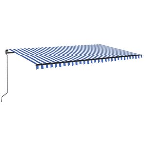 vidaXL Auvent manuel rétractable avec LED 500x350 cm Bleu et blanc