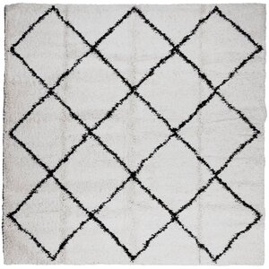 vidaXL Tapis shaggy à poils longs moderne crème et noir 120x120 cm