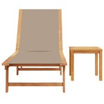 vidaXL Chaise longue et table taupe bois d'acacia solide et textilène