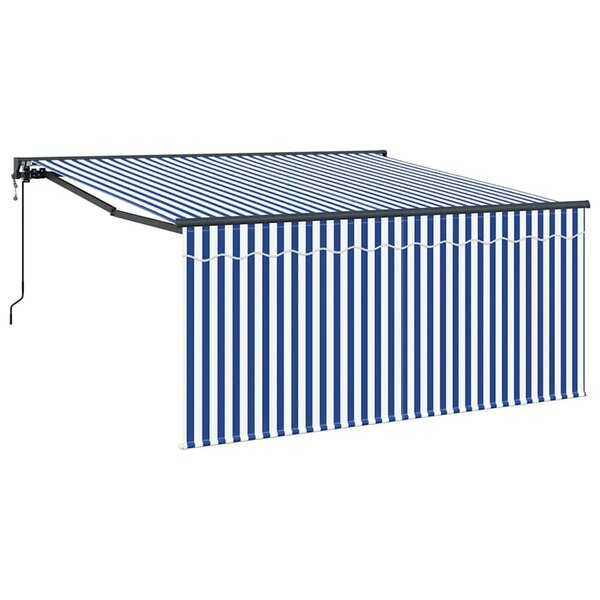 vidaXL Auvent Rétractable Bleu et blanc 300 x 250 cm tissu