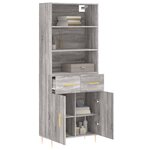 vidaXL Buffet haut Sonoma gris 69 5x34x180 cm Bois d'ingénierie