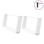 vidaXL Pieds de table basse en U 2 pièces Blanc 60 x (30-31) cm Acier