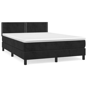 vidaXL Sommier à lattes de lit avec matelas Noir 140x190 cm Velours
