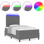 vidaXL Lit avec sommier à ressorts et matelas & lumière LED gris clair en velours côtelé petit double