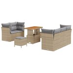 Set de Canapé de Jardin vidaXL 8 Pièces avec Coussins Beige Poly Rattan Acacia