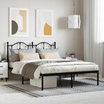 vidaXL Cadre de lit métal sans matelas avec tête de lit noir 140x190cm