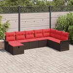 vidaXL Ensemble de canapé de jardin 8 Pièces Marron Poly rotin