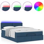 vidaXL Lit ottoman avec matelas et LED bleu 140x190 cm tissu